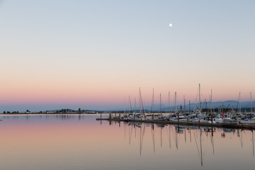 Fototapeta na wymiar Boats in marina at sunset