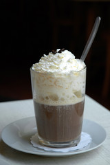 Coffee with whipped cream. Viennese coffee.