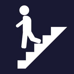 Vector icon of a man goes down the stairs, on the career ladder