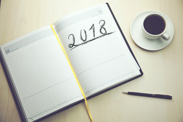 2018 new year on notepad