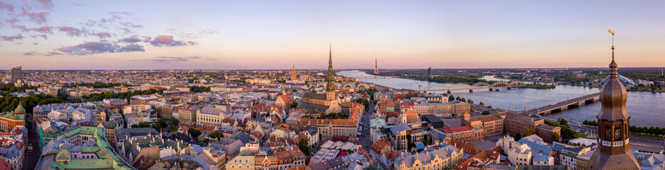 Beautiful Riga old town panoramic view from above