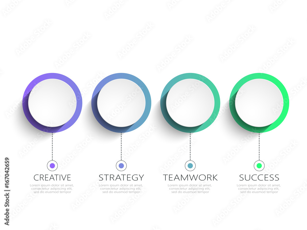 Poster modern 3d infographic template with 4 steps for success. business circle template with options for b