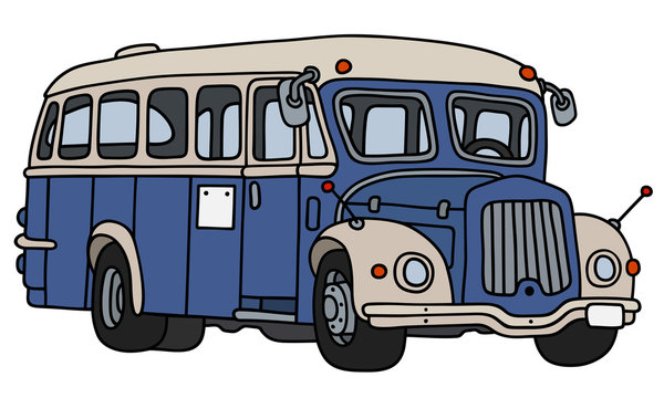 Retro blue and cream bus