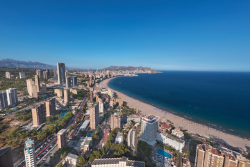 Fototapeta na wymiar Aerial view of Benidorm city skyline, in Alicante province, Spain.