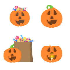 Set with different halloween pumpkins