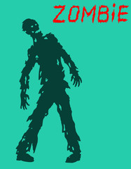 Fototapeta na wymiar Zombie silhouette in leaky clothes. Vector illustration.