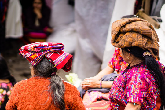 View on Maya woman on market in chichicastenango - Guatemala