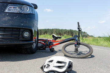 Close Up of a children's bicycle accident on the street