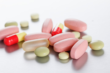 Pills. Tablets. Capsule background.