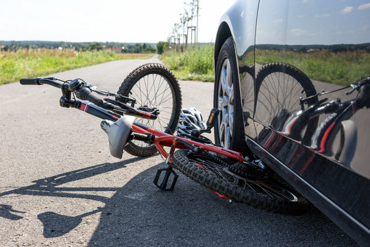 Close Up of a children's bicycle accident on the street