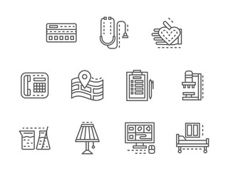 Healthcare services black line vector icons set
