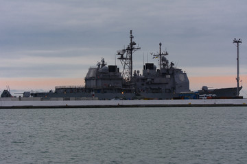 The military ship is moored in the seaport of Odessa on July 12, 2017