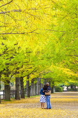 The street nearby Meiji Jingu Gaien that has beautiful Ginkgo along the lenght of the street