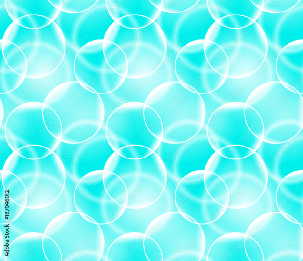 Poster vector seamless pattern with realistic bubbles. abstract background. blue color backdrop.