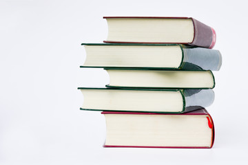 Pile of books on white background 