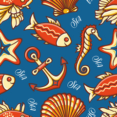 Seamless pattern. Marine ornament. 