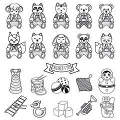 Kids toy set. Baby background. 