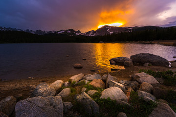 Brainard Lake Recreation Area Indian Peaks Colorado at Sunset