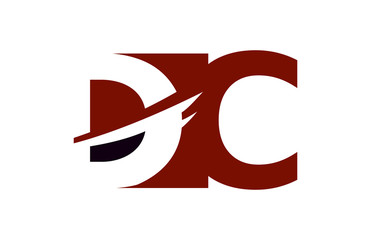 DC Red Negative Space Square Letter Logo