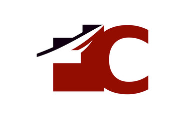 FC Red Negative Space Square Letter Logo