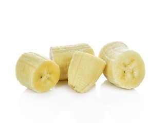 Banana slices isolated on a white