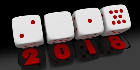 2017 Merry Christmas and Happy New Year ,3d render of a white dice on black background
