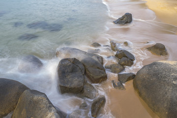 Seaside with rocks in Ilhabela Brazil
