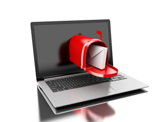 3d Mail delivery from computer laptop.