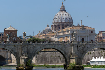 Fototapeta premium Amazing view of Vatican and Tiber River in city of Rome, Italy
