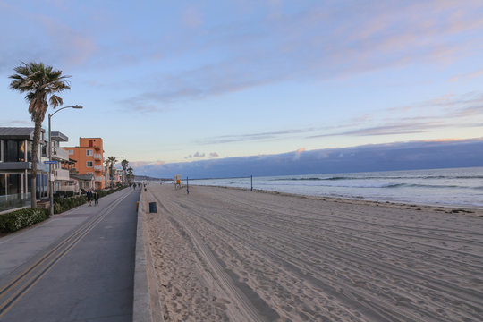 Mission Beach Boardwalk, Summer Sunset, San Diego, California