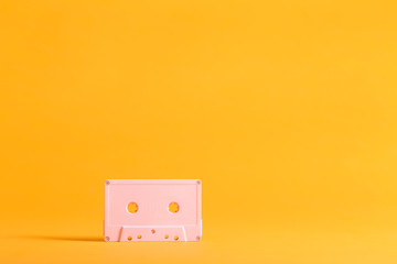 Retro cassette tape a on bright background