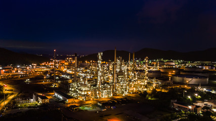 Oil refinery industry at night