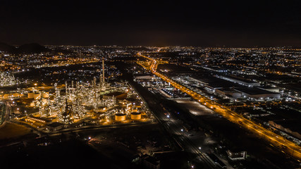 Oil refinery industry at night
