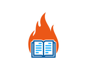 Fire Book Icon Logo Design Element