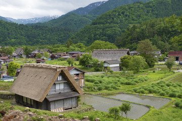 Fototapeta na wymiar Historic Village of Shirakawa-go in Japan in Springtime