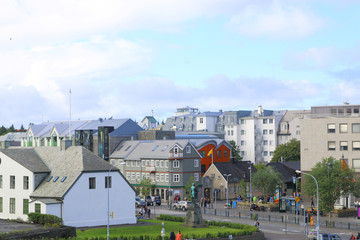 Fototapeta na wymiar Reykjavik downtown the largest city of Iceland. city center