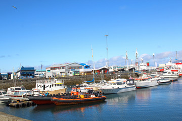 Fototapeta na wymiar The old port near Reykjavik the city center.