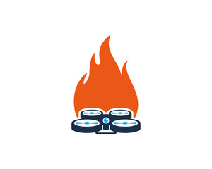 Fire Drone Icon Logo Design Element