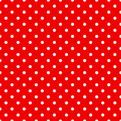 Seamless polka dots pattern in red - obrazy, fototapety, plakaty