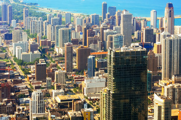 CHICAGO, USA - 20 July, 2017: aerial view of city of Chicago