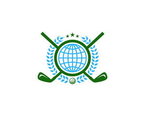 Global Golf Icon Logo Design Element