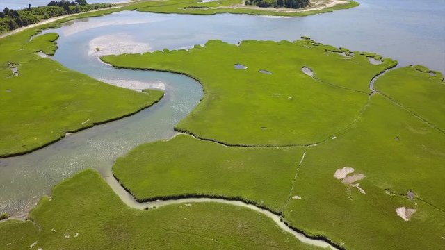 Aerial View of Channels in Marsh and Pleasant Bay, Cape Cod