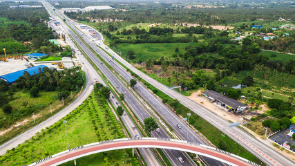 over Road city highway - Bird eye viwe - drone -Top view