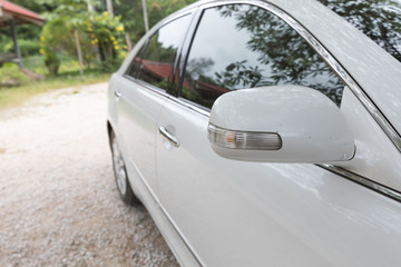 Luxury car wing mirror parking for safety drive