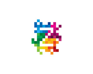 Letter Z Pixel Color Mosaic Icon Logo Design Element