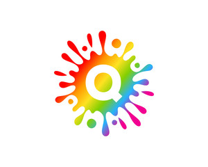 Splash Liquid Color Letter Q Icon Logo Design Element