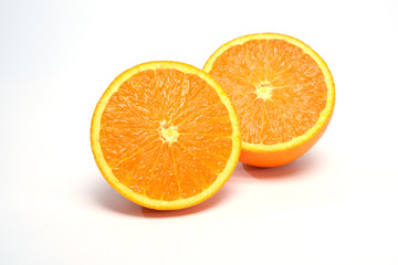 Fresh ripe natural orange fruit on white background