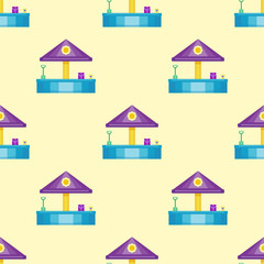 Children playground fun childhood seamless pattern play park activity flat vector illustration