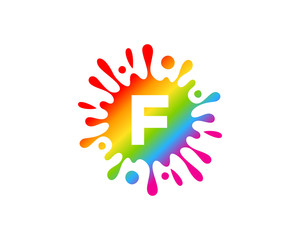 Splash Liquid Color Letter F Icon Logo Design Element