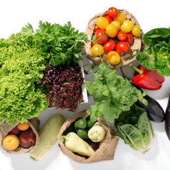 Set of fruits and vegetables on a white background